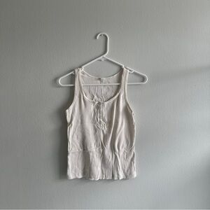 White Uniqlo Ribbed Tanktop